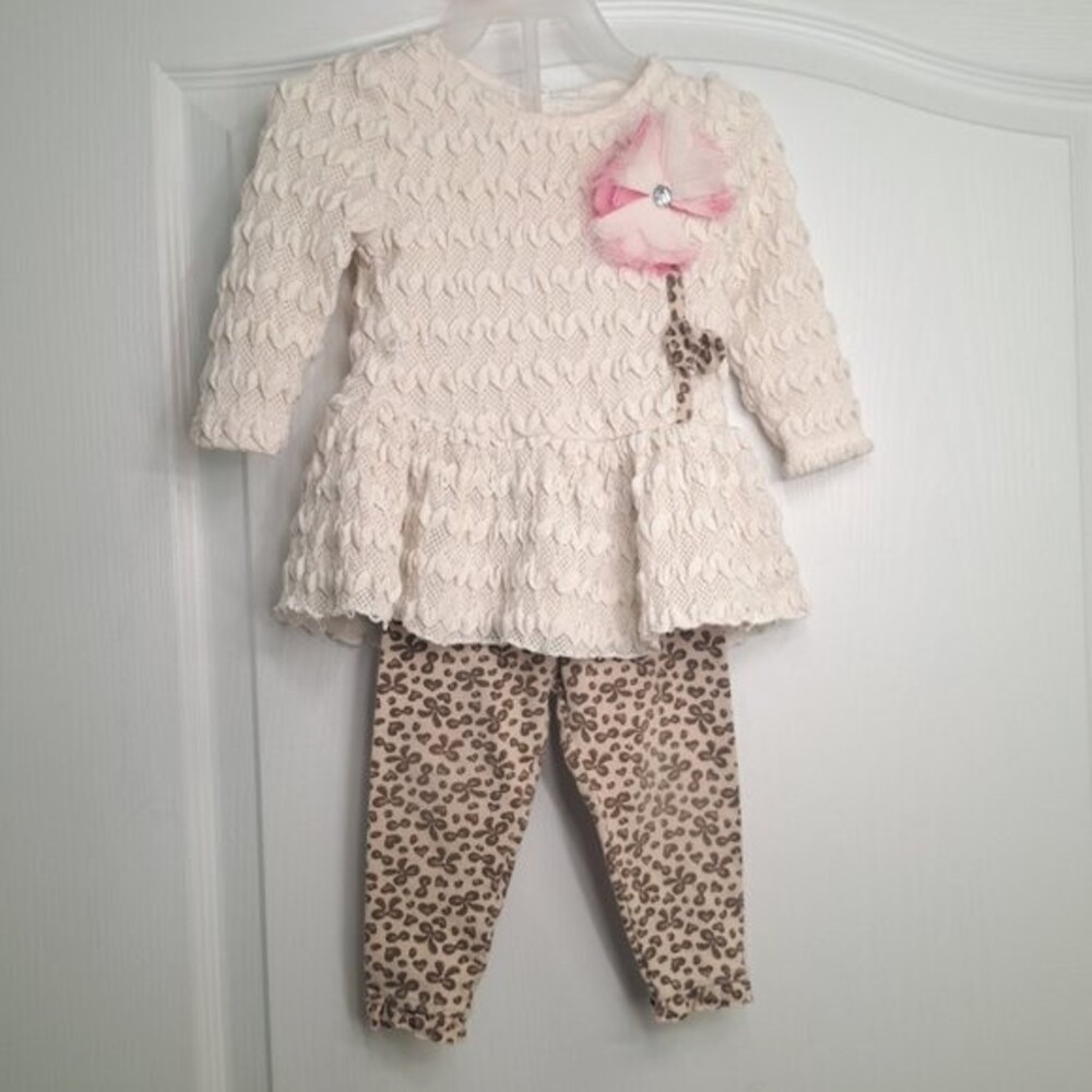Nannette Baby Cream Lace and Leopard Print Outfit